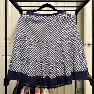 Blue and White Dot and lace Skirt